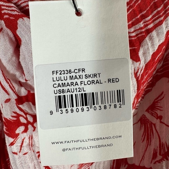 Faithfull The Brand Lulu Maxi Skirt Camara Floral Print Red - Picture 8 of 14